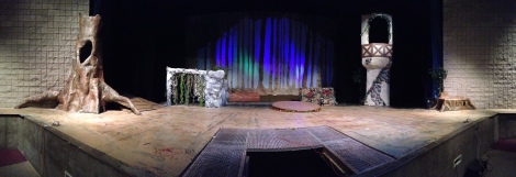A panorama of the set. You can see the backdrop I cut out by hand to allow light to come in behind the trees for a nice silhouette look of a forest!